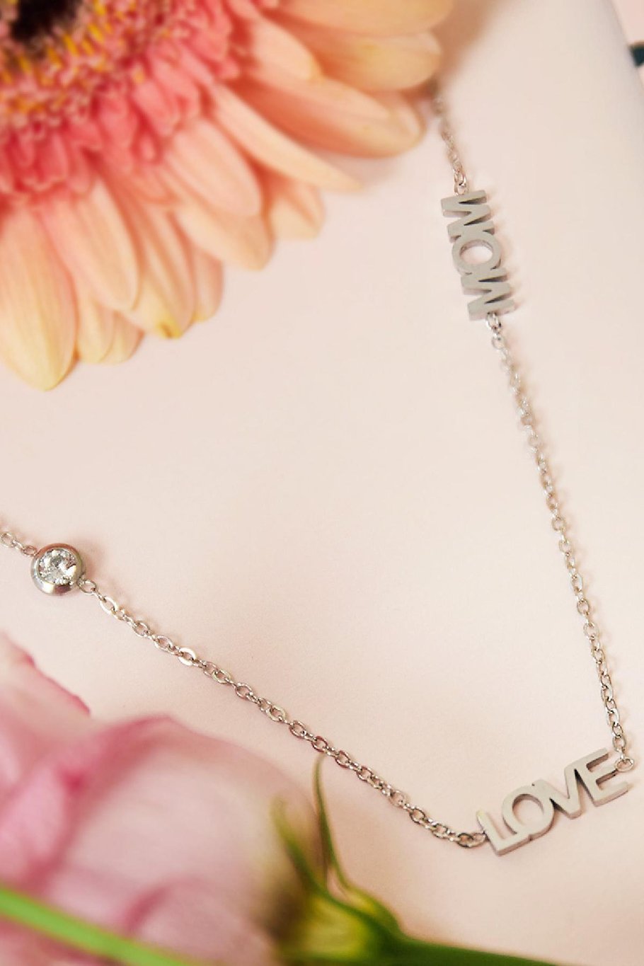 Collier texte amour maman avec zircon Couleur or Acier inoxydable Image2